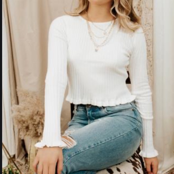 NWOT Lacey ribbed top - Picture 1 of 3